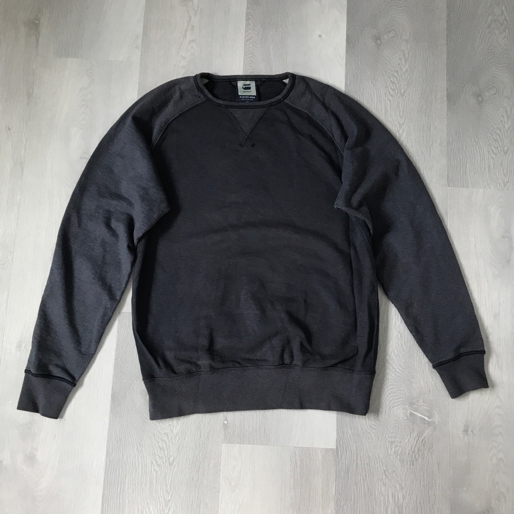 GSTAR RAW MENS GRAY CREW LONG SLEEVE SWEATSHIRT LARGE